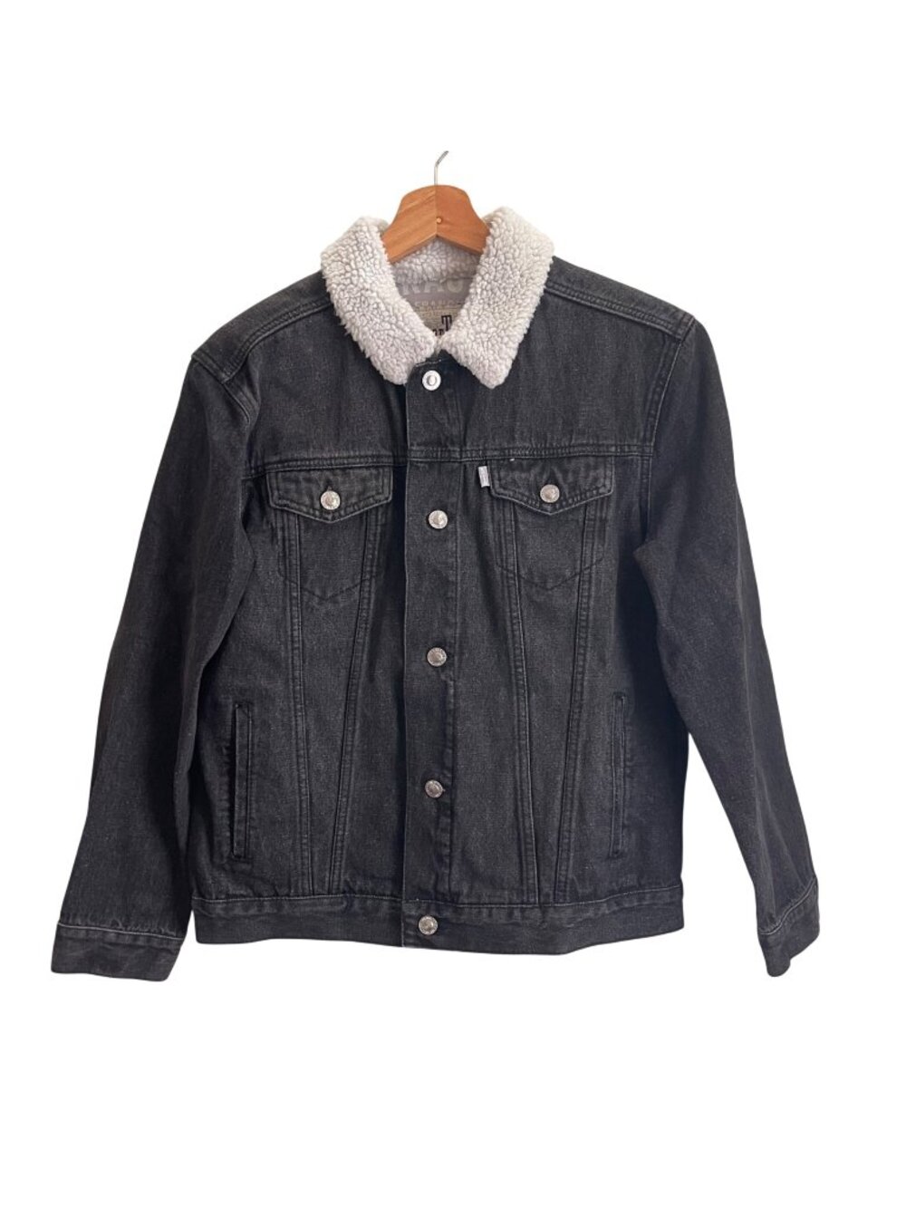 Levis SilverTab Sherpa Trucker Jacket Size Large LGG 12-13Y Black Denim Classic
